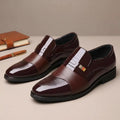 Modern Men's Burgundy Patent Leather Slip-Ons – Sophisticated Glossy Loafers for Business & Special Events