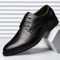 Men's Elegant Checkered Embossed Leather Oxfords - Formal Lace-Up Dress Shoes for Business & Weddings
