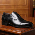 Elegant Men's Cap-Toe Brogue Oxfords – Vintage Style Formal Leather Shoes