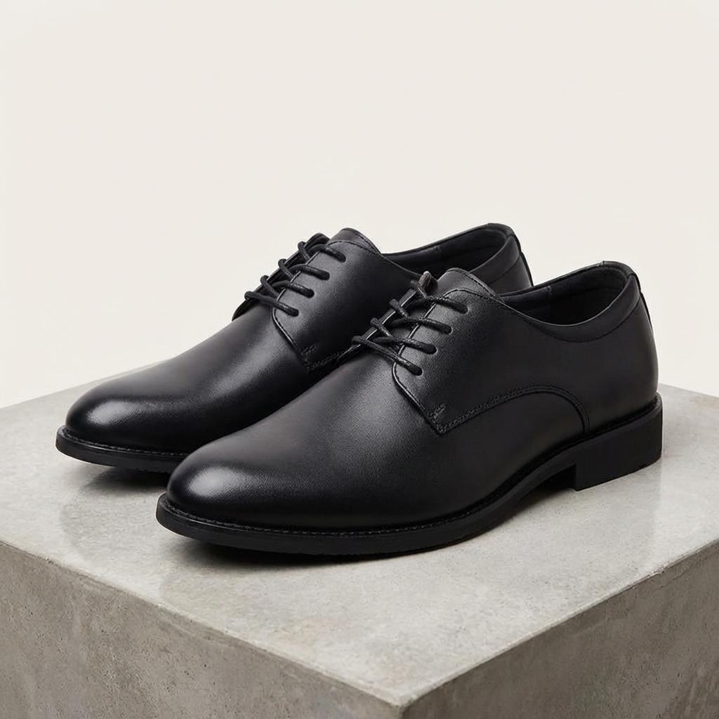 Classic Men's Black Derby Shoes – Essential Lace-Up Business Footwear